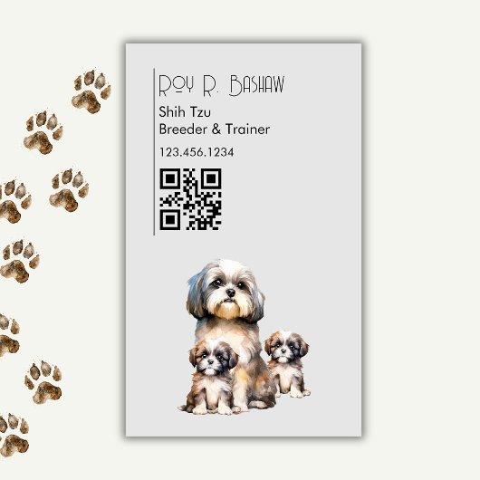 Hondenfokker Trainer Shih Tzu Pet QR Code Canine Magnetisch Visitekaartje