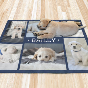Hondenfoto Collage Mooie Eenvoudige Marineblauw en Fleece Deken
