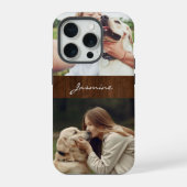 Hondenfoto Collage Rustic Hout, iPhone Hoesje (Achterkant)