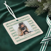 Hondenfoto Eerste Kerstwoof Woof Bladmuziek Metalen Ornament