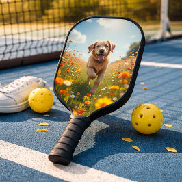Hondenfoto huisdier pickleball paddle