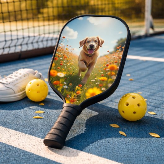 Hondenfoto huisdier pickleball paddle