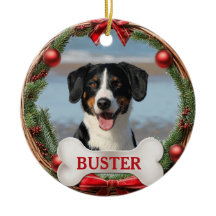 Hondenfoto Kerstboomornament met druivenkrans