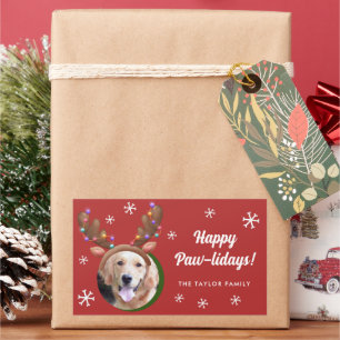 Hondenfoto met Rendier Antler Pet Kerst Rechthoekige Sticker