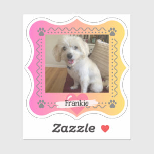 Hondenfoto op roze/gele gradiënt achtergrond sticker