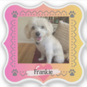 Hondenfoto op roze/gele gradiënt achtergrond sticker (Voorkant)