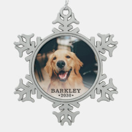 Hondenfoto Sneeuwvlok Tin Kerstornament Ornament