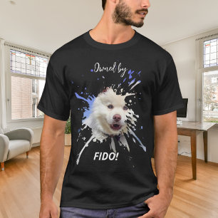 Hondenfoto splash plezier humor zwart t-shirt