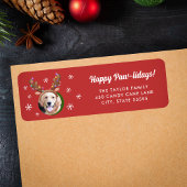 Hondenfoto w/ Rendier Antler Pet Kerst Etiket