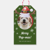 Hondenfoto w / Santa rendier Antler Pet Kerst Cadeaulabel (Voorkant)