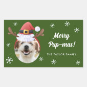 Hondenfoto w / Santa rendier Antler Pet Kerst Rechthoekige Sticker (Voorkant)