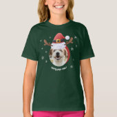 Hondenfoto w / Santa rendier Antler Pet Kerst T-shirt (Voorkant)