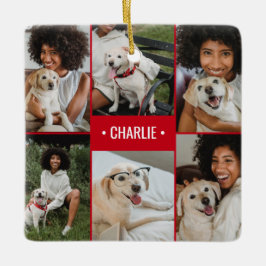 Hondenfotocollage met monogram keramisch ornament