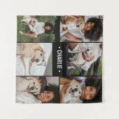 Hondenfotocollage met monogram wandkleed (Voorkant (horizontaal))