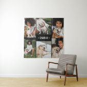 Hondenfotocollage met monogram wandkleed (In situ)