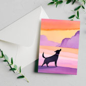 Hondengehuil | Black Dog Waterverf Silhouette Briefkaart