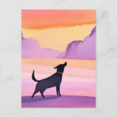 Hondengehuil | Black Dog Waterverf Silhouette Briefkaart (Voorkant)