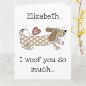 Hondengepersonaliseerde worsthond dachshond Valent Kaart (Gele Bloem)