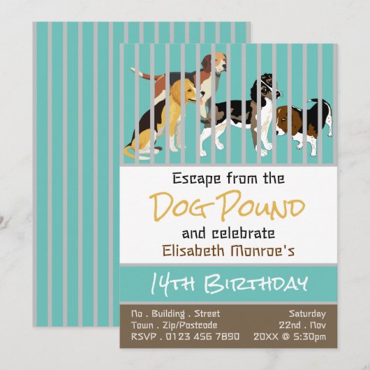 Hondengevangenis Thema, Escape Room Verjaardagsfee Kaart (Voorkant / Achterkant)