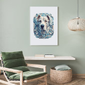 Hondengezicht blauwachtig grijs esthetisch mozaïek poster