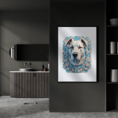 Hondengezicht blauwachtig grijs esthetisch mozaïek poster