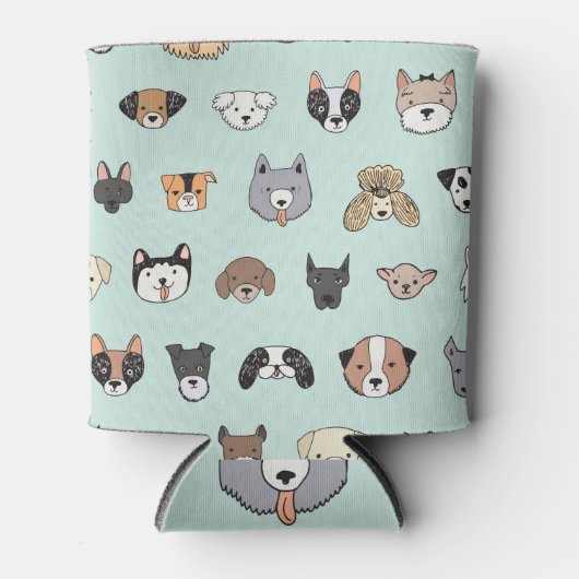 Hondengezicht: Cartoon doedelpatroon Blikjeskoeler (Voorkant)