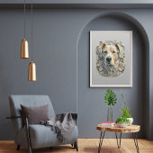 Hondengezicht l beige grijs l esthetisch mozaïek [ poster