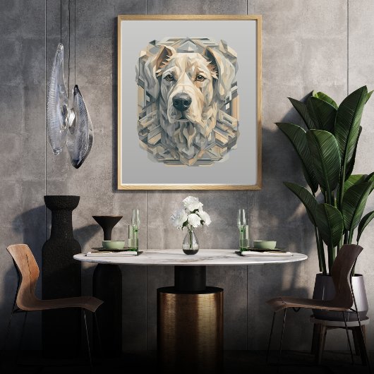 Hondengezicht l beige grijs l esthetisch mozaïek [ poster