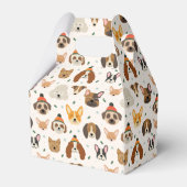 Hondengezichten in Winter Petten Vakantiepatroon Bedankdoosjes (Achterkant)