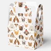 Hondengezichten in Winter Petten Vakantiepatroon Bedankdoosjes (Geopend)