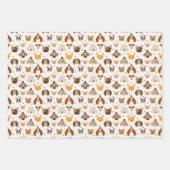 Hondengezichten in Winter Petten Vakantiepatroon Inpakpapier Vel (Voorkant 2)