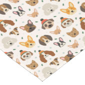 Hondengezichten in Winter Petten Vakantiepatroon Korte Tafelloper (Hoek)