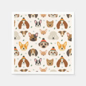 Hondengezichten in Winter Petten Vakantiepatroon Servet (Voorkant)