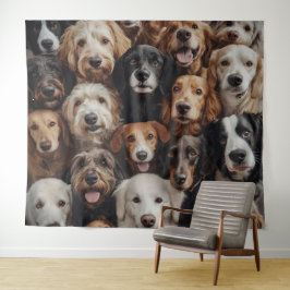 Hondengezichten Tapestry Wandkleed