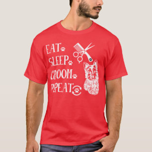 hondengrooming eet slaapbruin herhalen t-shirt