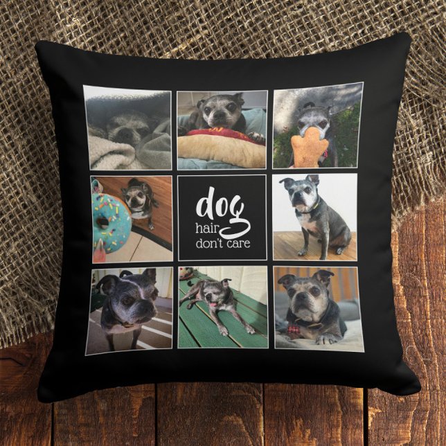 Hondenhaar Kan Het Niet Zullen 🐾 Fotocollage voor Kussen (Dog Hair Don't Care 🐾 Pet Photo Collage Throw Pillow
)