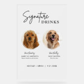 Hondenhandtekening Drinken Teken Trouwbar Acryl te Acryl Bord (Voorkant)