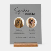 Hondenhandtekening Drinken Teken Trouwbar Acryl te Bord (Voorkant)