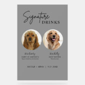 Hondenhandtekening Drinken Teken Trouwbar Acryl te Bord (Voorkant)