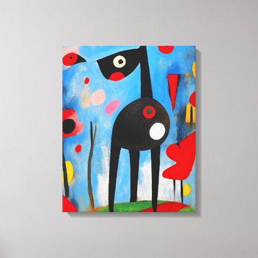 Hondenharmonie: Een ode aan Joan Miró Canvas Afdruk (Voorkant)