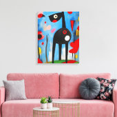 Hondenharmonie: Een ode aan Joan Miró Canvas Afdruk (Insitu (Woonkamer))