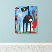 Hondenharmonie: Een ode aan Joan Miró Canvas Afdruk (Insitu (Houten vloer))