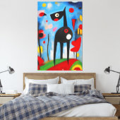 Hondenharmonie: Een ode aan Joan Miró Canvas Afdruk (Insitu (Slaapkamer))