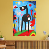 Hondenharmonie: Een ode aan Joan Miró Canvas Afdruk (Insitu (Woonkamer))