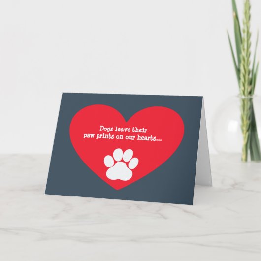 Hondenhart en Pawprint Sympathy Card Kaart (Voorkant)