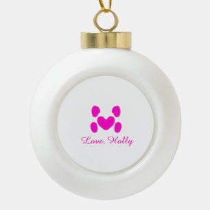 Hondenhart poot roze huisdier naam toevoegen tekst keramische bal ornament