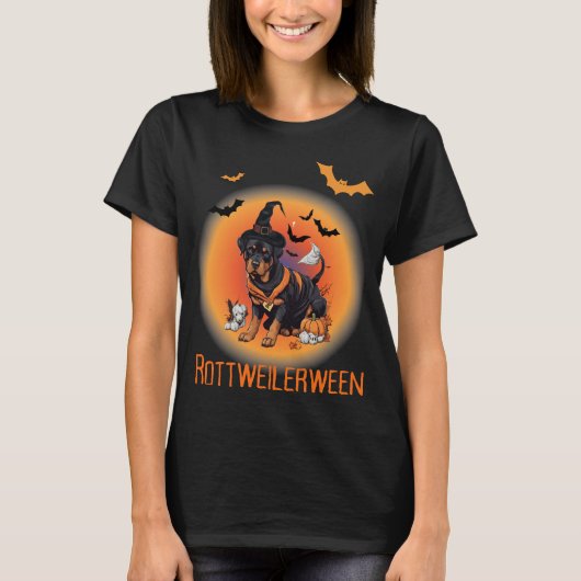 Hondenheks Rottweiller Halloween T-shirt (Voorkant)