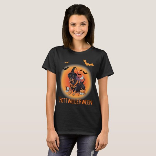 Hondenheks Rottweiller Halloween T-shirt (Voorkant volledig)