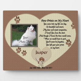 Hondenherdenking - Pootafdrukken op mijn hart - Be Fotoplaat