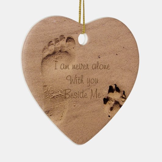 Hondenherdenking Voetafdrukken in Zand Foto Keramisch Ornament (Rechts)